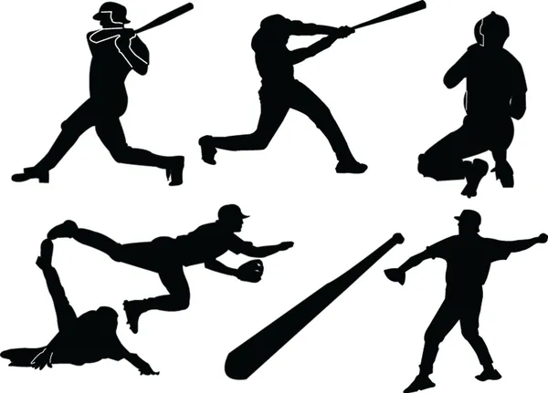 Baseballs silhouette collection — Stock Vector