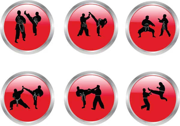 Buttons karate illustration collection — Stock Vector