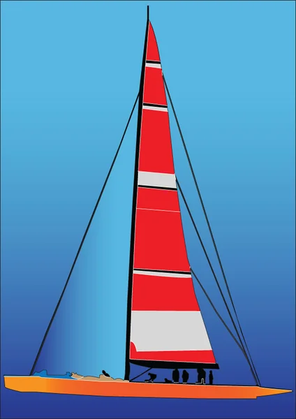Вітрильний човен в кольорі — стоковий вектор