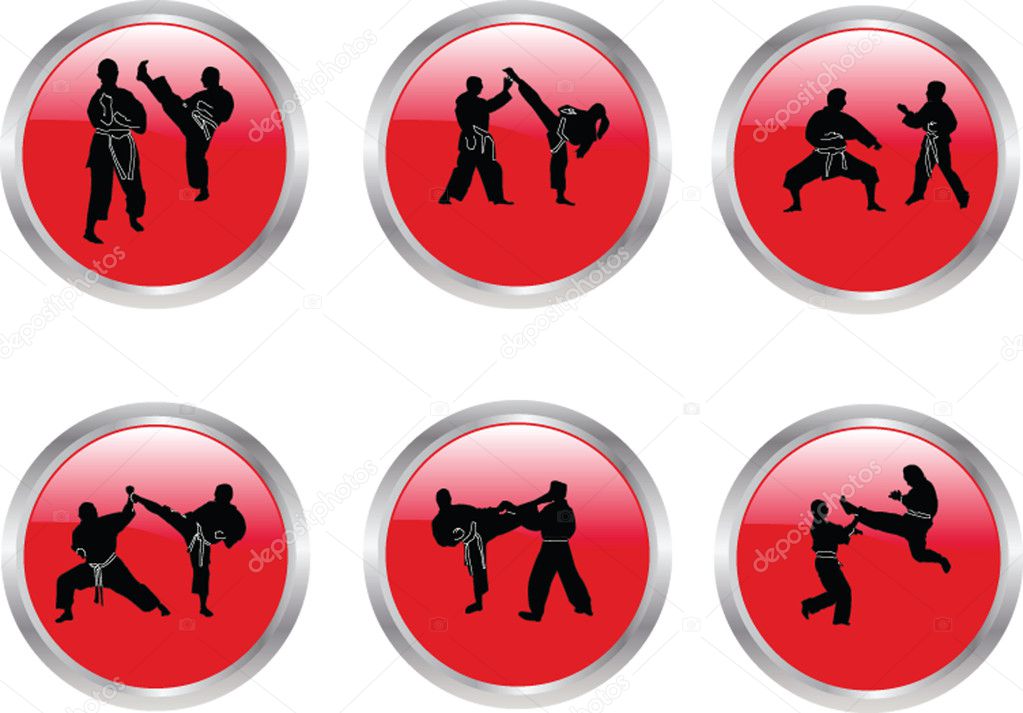 Buttons karate illustration collection
