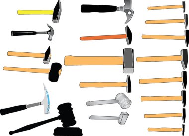 Hammers in color collection clipart