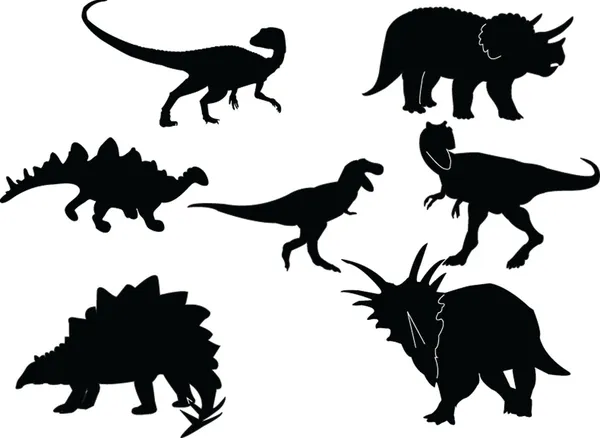 Collection silhouette dinosaures — Image vectorielle