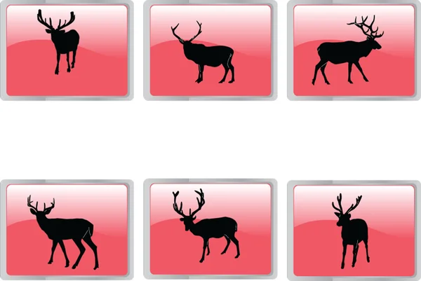 Deers collection buttons — Stock Vector