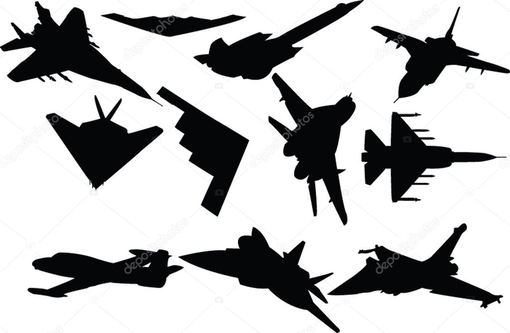 Battle airplanes silhouette