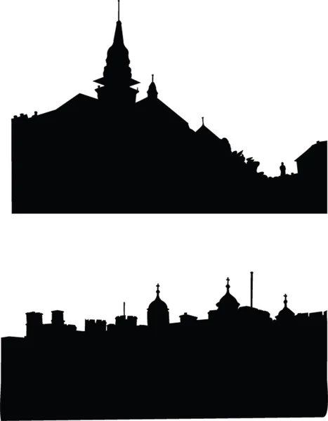 Panoramas de silueta de ciudades — Vector de stock