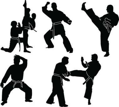 Karate silhouette collection clipart