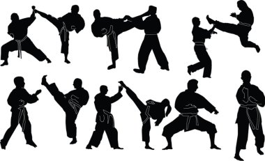 Karate silhouette collection clipart