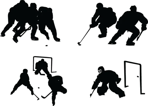 Colección de siluetas de hockey — Vector de stock
