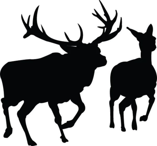 Deers familly silhouette — Stock Vector