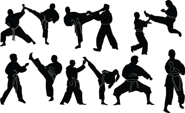 Karate silhouet collectie — Stockvector