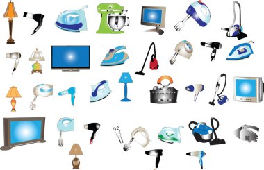 Home appliances big collection clipart