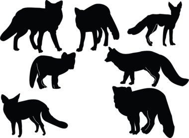 Fox silhouette collection clipart