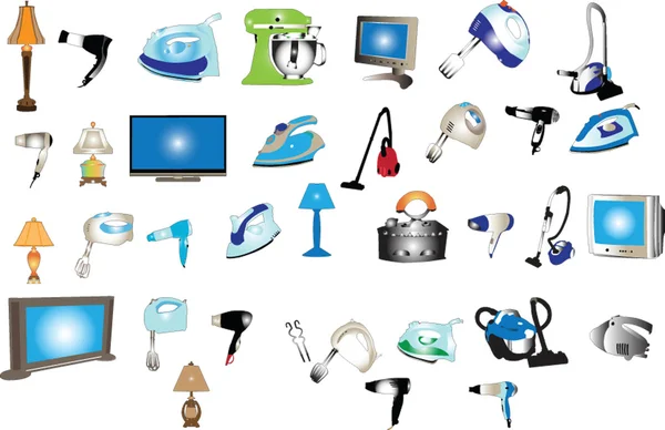 Grote verzameling van huishoudelijke apparaten — Stockvector
