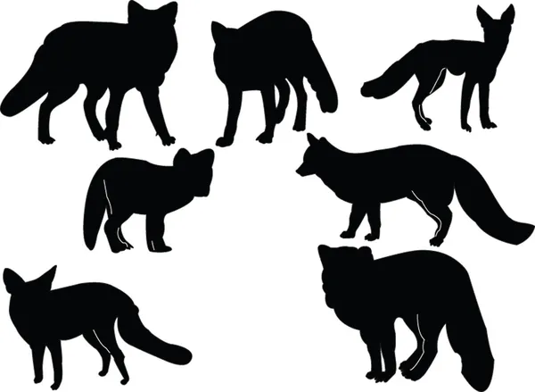 Collezione silhouette Fox — Vettoriale Stock