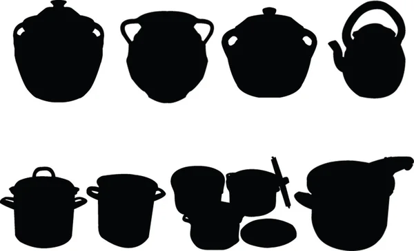 Collection silhouette casseroles — Image vectorielle