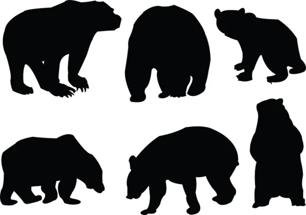 Medvék gyűjtemény sziluett — Stock Vector