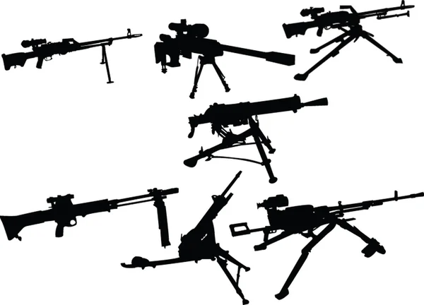 Makineli tüfek koleksiyonu — Stok Vektör