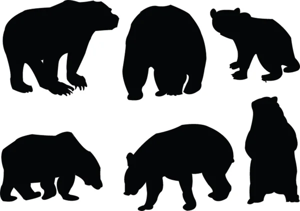 Silhouette collezione orsi — Vettoriale Stock
