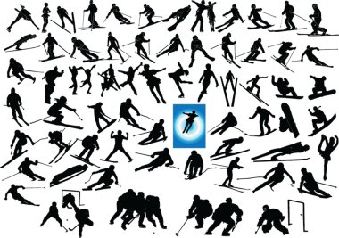 Mix winter sport collection clipart