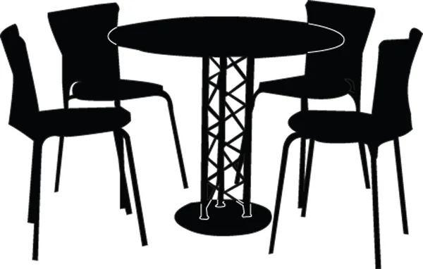 Tisch und vier Stühle — Stockvektor