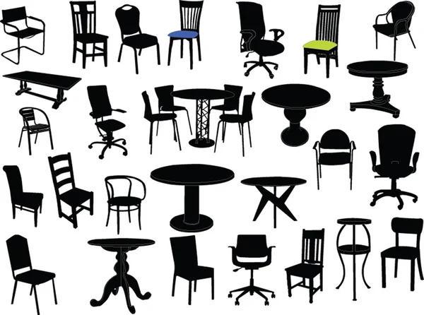 Иллюстрация стульев и таблиц — стоковый вектор