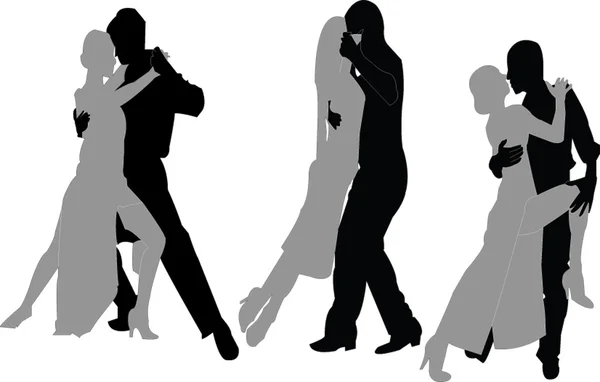 Tango Paar Silhouette Kollektion — Stockvektor