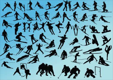 Big winter sport collection clipart