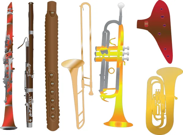 Dechové hudební nástroje — Stockový vektor