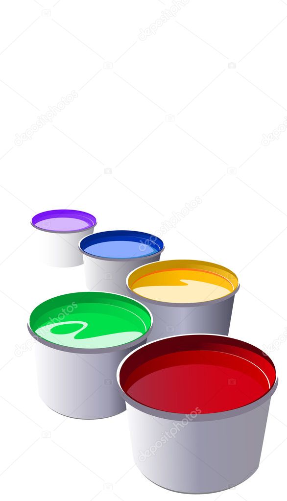 Pots of color paint ink