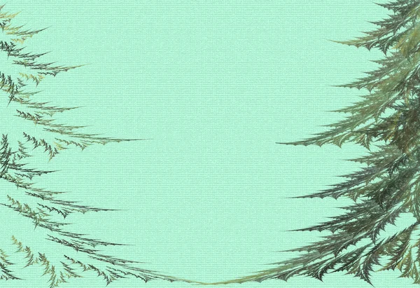 在绿色背景上的两个大的毛皮树 — Stockfoto