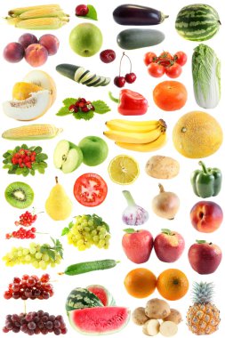 Set fruit, vegetables isolated clipart