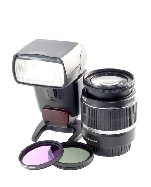 Foto-lens, filter, foto flash. — Stockfoto