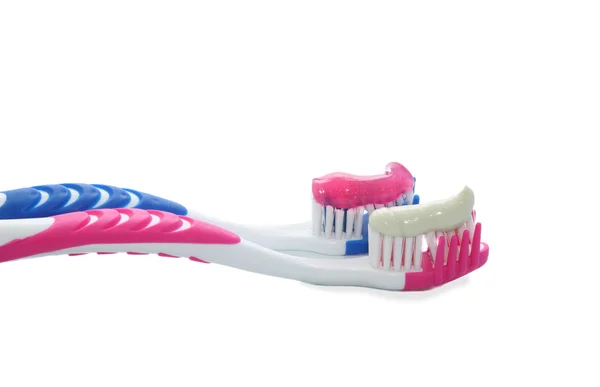 stock image Two tooth-brushes isolated.