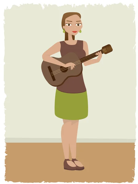 Chica jugando guitarra — Vector de stock