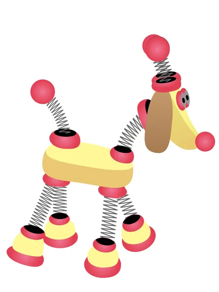 弾力のある漫画のロボット犬の散歩 — ストックベクタ