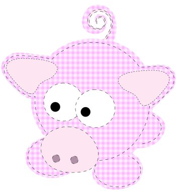 Patchwork Piggy Craft Cartoon Pig Vector clipart