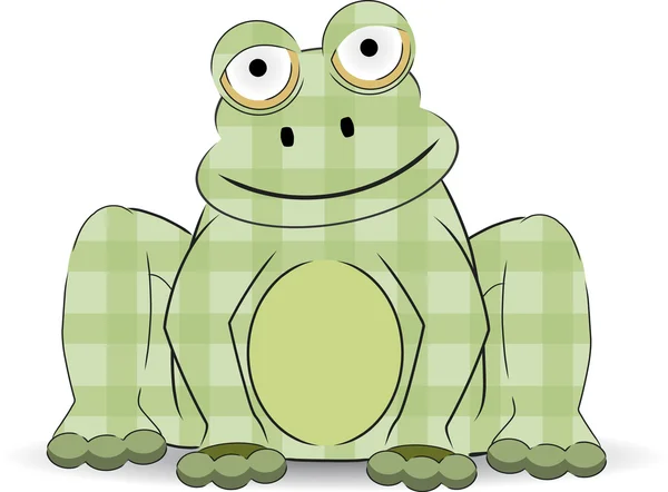 Зелений мультфільм печворк ремесло як жаба — стоковий вектор