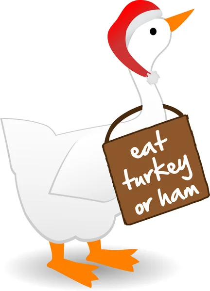 Vánoční Husa na sobě jíst Turecko znamení — Stockový vektor