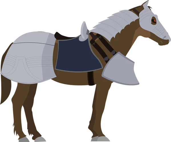 Brązowy koń w zbroi — Wektor stockowy
