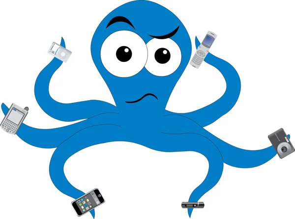 Octopus in tech verwarring — Stockvector