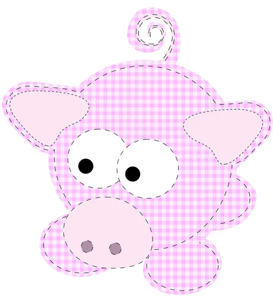 Vetor de porco patchwork artesanato piggy dos desenhos animados — Vetor de Stock