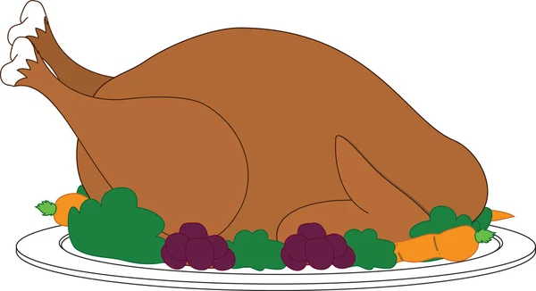 Turkey with dressing on table — Stock Vector