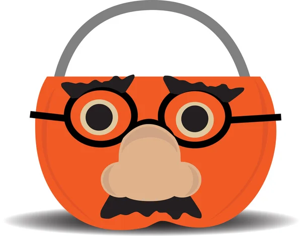Pumpkin Candy Holder Wearing Disguise — Stock Vector