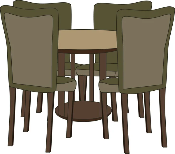 Tisch mit vier Stühlen — Stockvektor