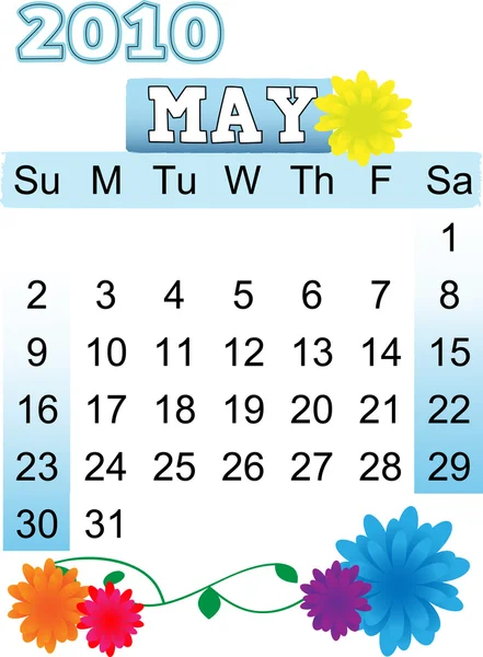Mayo Calendario 2010 Flores — Archivo Imágenes Vectoriales