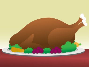 Turkey with dressing on table clipart