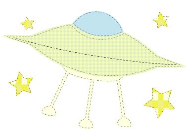 Craft inspired patchwork cute sewed ufo clipart