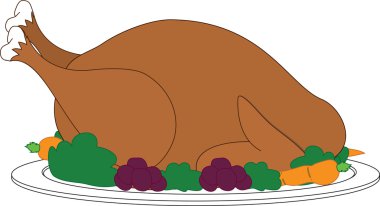 Turkey with dressing on plate clipart