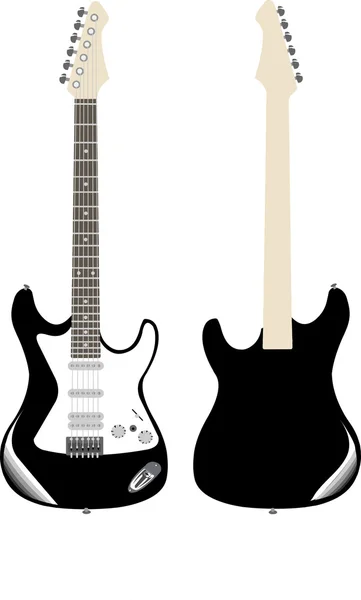 Frente de guitarra e costas isoladas em branco — Vetor de Stock