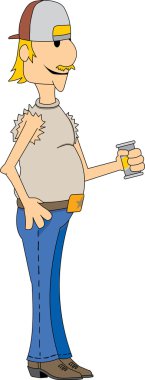 Trucker Hillbilly man in drinking wearin clipart